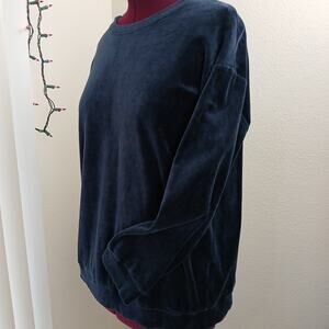 MUJI Navy Blue Velour Sweatshirt XL cotton long sleeve top warm soft classic